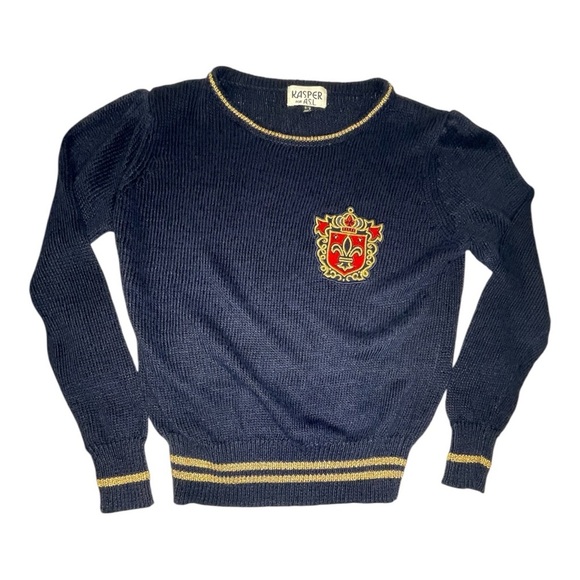 Kasper Navy Sweater with Gold Accents Kids Size: 8/9 - Picture 1 of 7